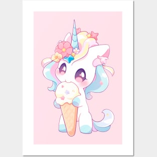 Unicorn appetizing eats ice cream Posters and Art